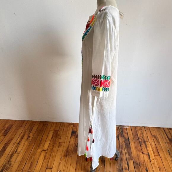NWT ROBERTA ROLLER RABBIT Boho Anastasia White Embroidered Kaftan - Picture 5 of 12